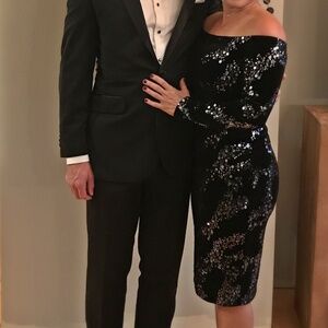 Gorgeous Black Velvet and Sequin Cocktail Dress